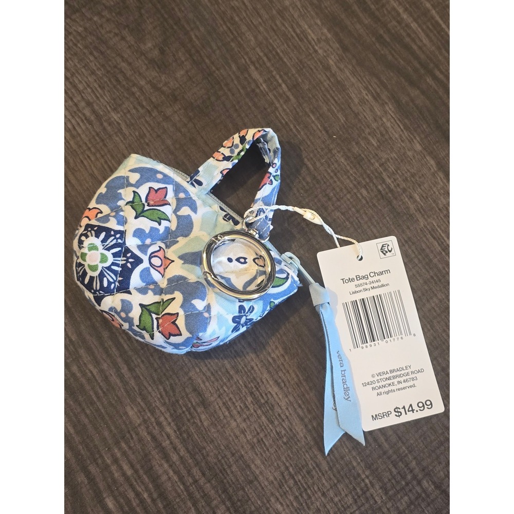 Vera Bradley Lisbon Sky Medallion Mini Tote Bag Charm Keychain 55574-24145